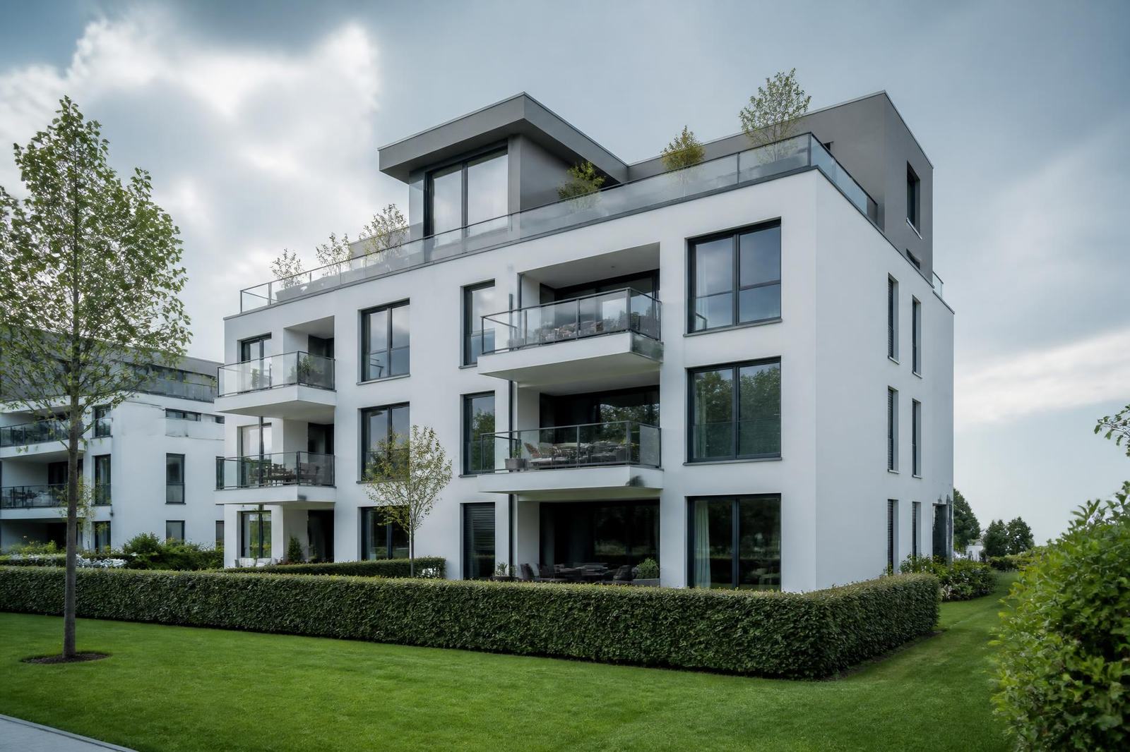 Modernes Mehrfamilienhaus mit gepflegter Außenanlage – Gebäudeservice von JP Facility